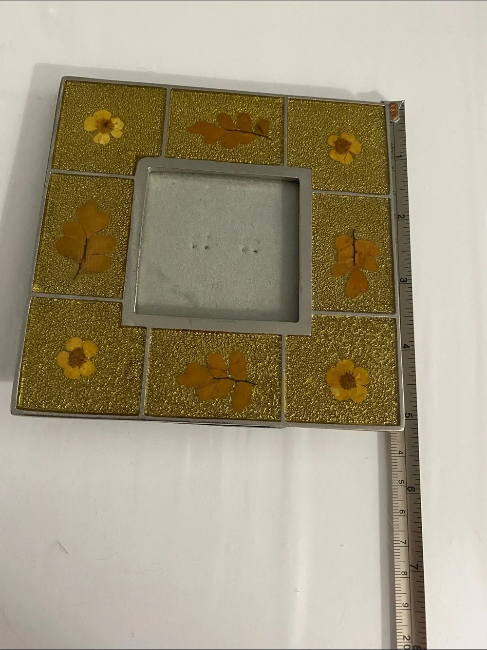 Burnes of Boston Leaded Glass Botanical Picture Frame,Flowers, Leaves, Rare, VTG